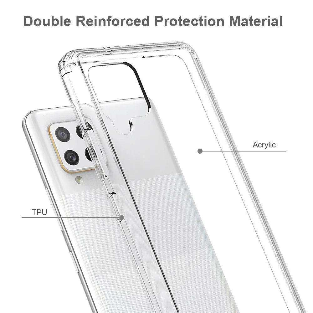 Anti-Scratch Hard Acrylic Back + Soft TPU Edge Super Slim Crystal Clear Hybrid Case for Samsung Galaxy A42 5G - Transparent - 3