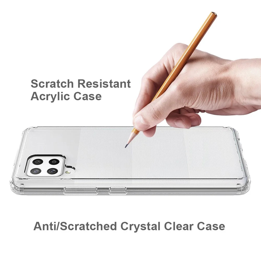 Anti-Scratch Hard Acrylic Back + Soft TPU Edge Super Slim Crystal Clear Hybrid Case for Samsung Galaxy A42 5G - Transparent - 6