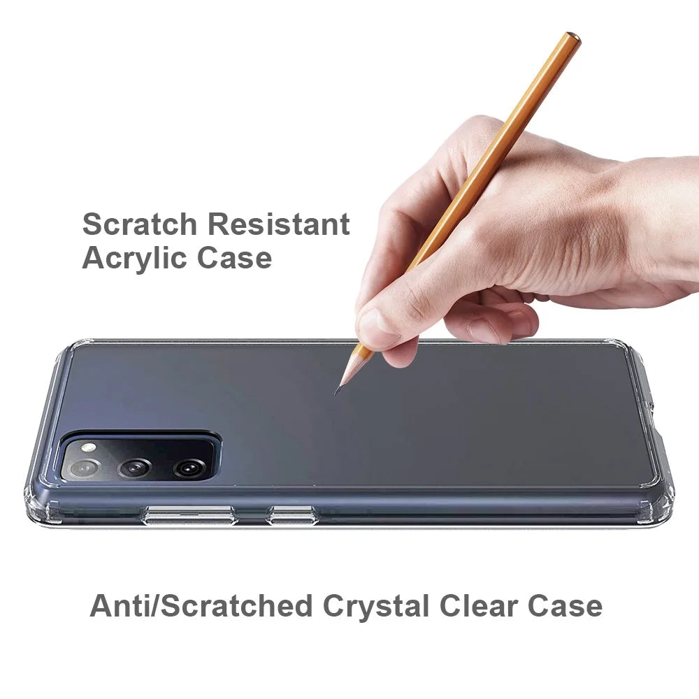 For Samsung Galaxy S20 FE 4G/5G/S20 Lite/S20 FE 2022 Anti-Scratch Shock Absorption Crystal Clear Acrylic + TPU Hybrid Case - Transparent - 3
