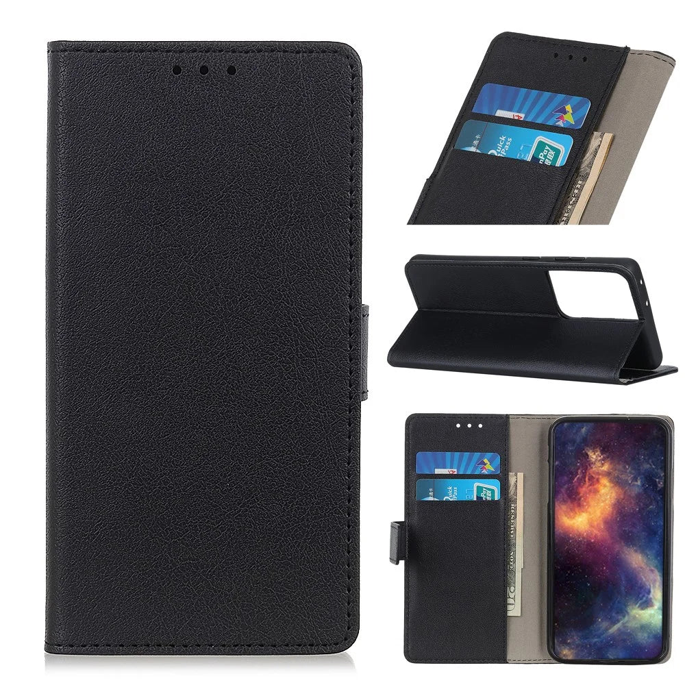 Magnetic Leather Stand Case for Samsung Galaxy S21 Ultra 5G - Black - 1