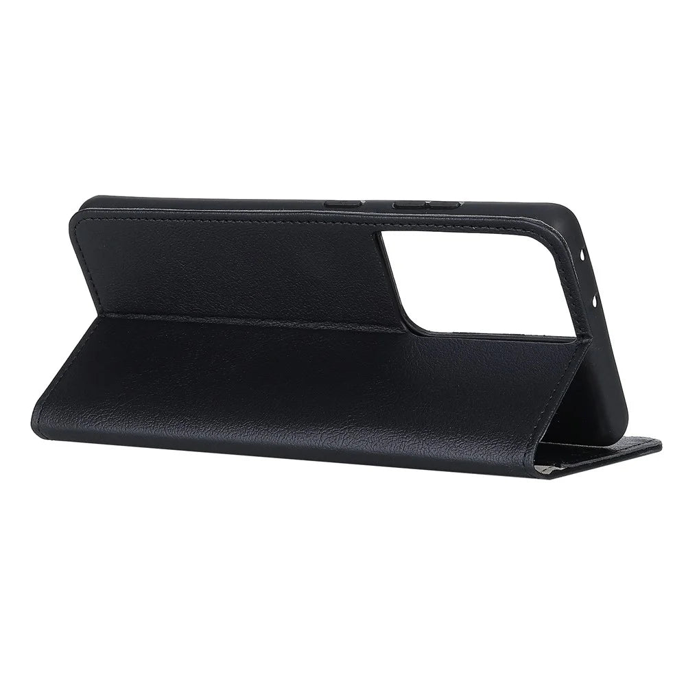 Magnetic Leather Stand Case for Samsung Galaxy S21 Ultra 5G - Black - 3