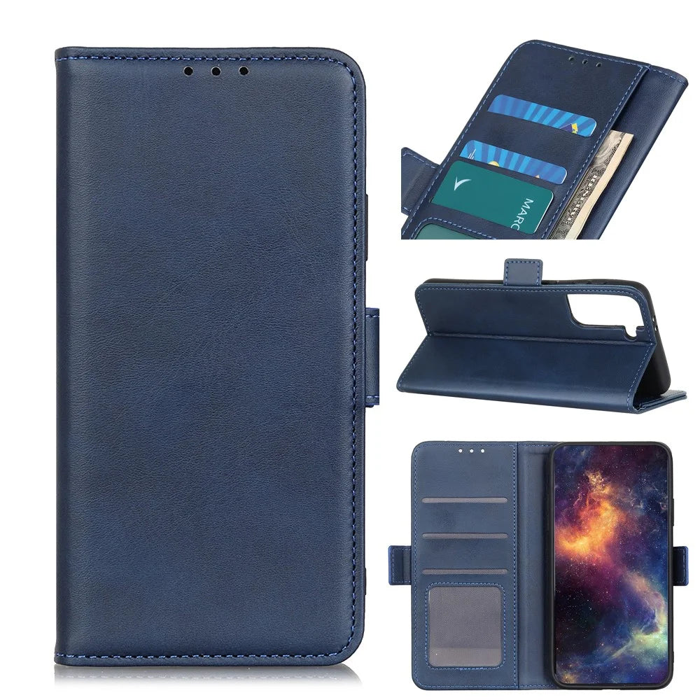 Protective Wallet Stand Magnetic Closure Leather Phone Shell for Samsung Galaxy S21+ 5G - Blue - 1