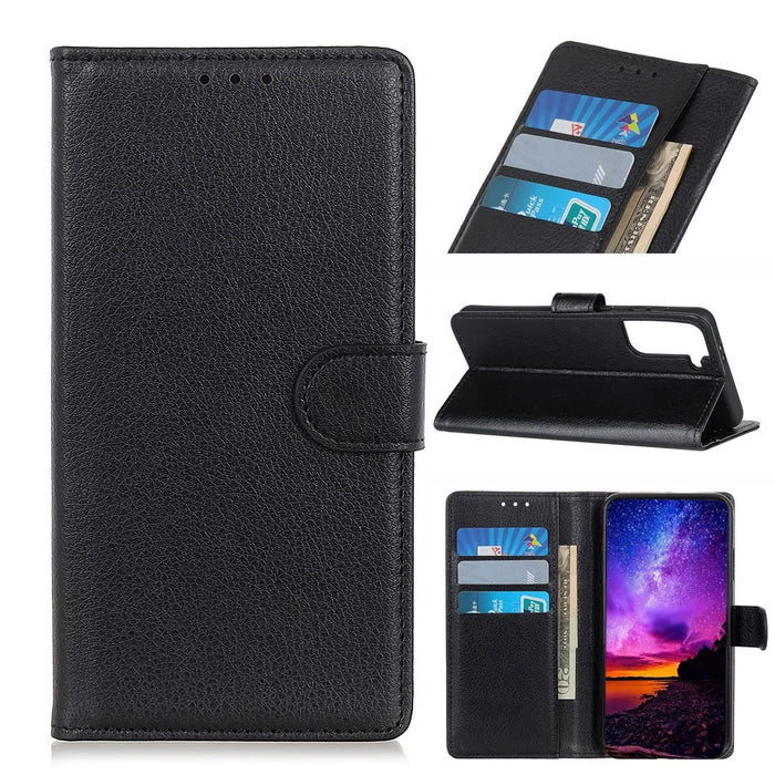 Litchi Texture Wallet Stand Leather Protective Case for Samsung Galaxy S21+ 5G - Black - 1