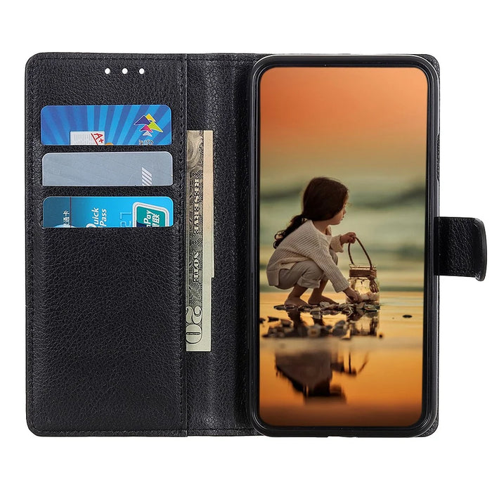 Litchi Texture Wallet Stand Leather Protective Case for Samsung Galaxy S21+ 5G - Black - 7