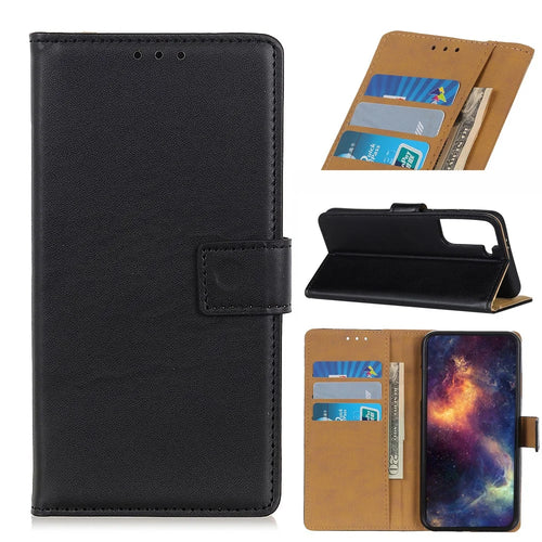 Magnetic Flip Cover Wallet Stand Phone Shell for Samsung Galaxy S21+ - Black - 1