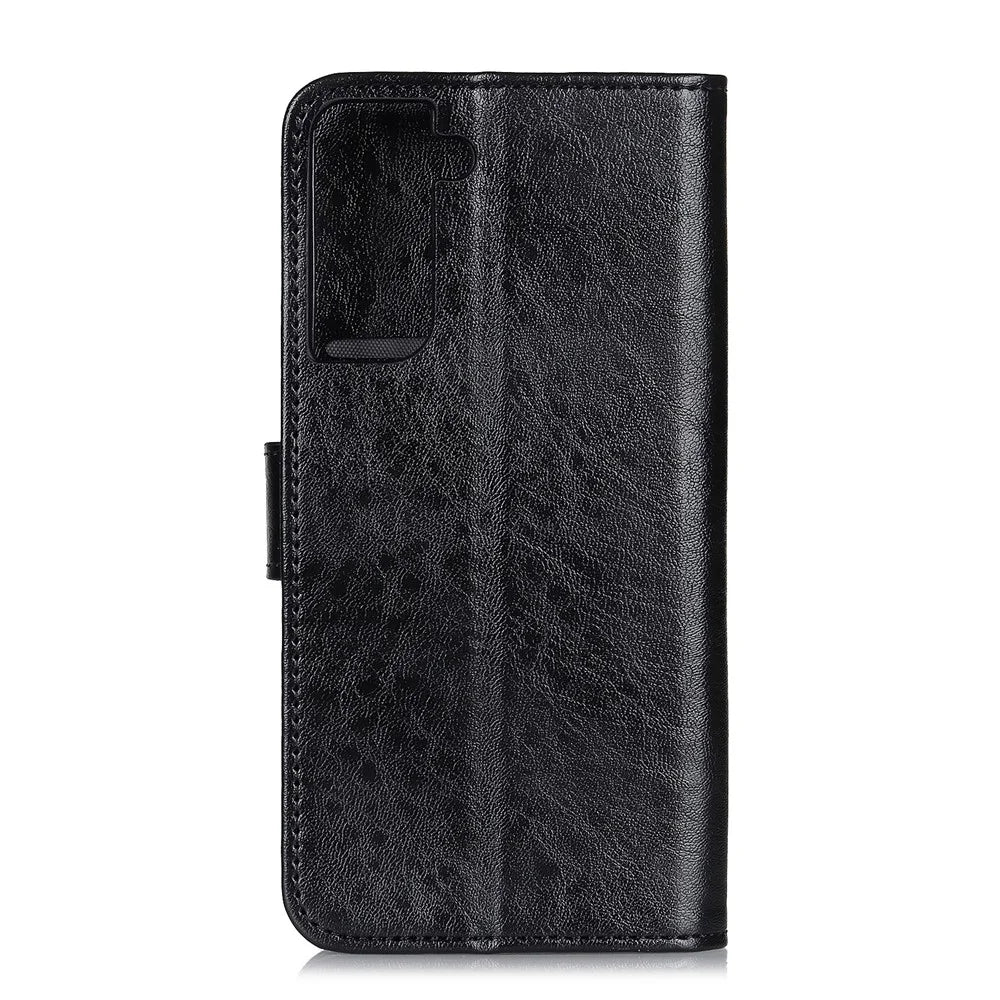 Crazy Horse Wallet Stand Leather Folio Cover for Samsung Galaxy S21 Plus - Black - 3