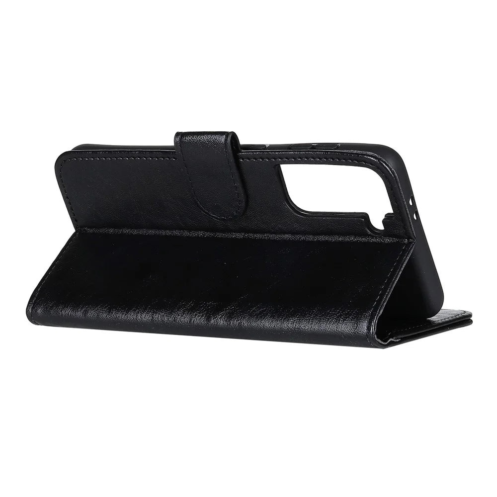 Crazy Horse Wallet Stand Leather Folio Cover for Samsung Galaxy S21 Plus - Black - 4