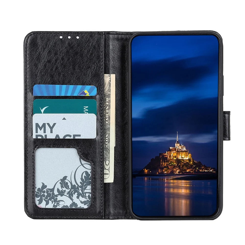 Crazy Horse Wallet Stand Leather Folio Cover for Samsung Galaxy S21 Plus - Black - 7