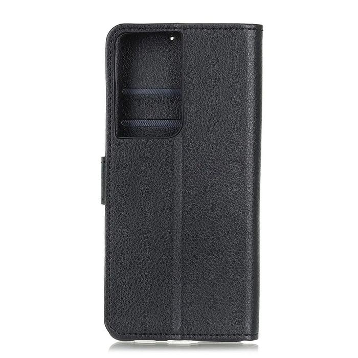 Litchi Texture Wallet Stand Leather Protective Case for Samsung Galaxy S21 Ultra 5G - Black - 3