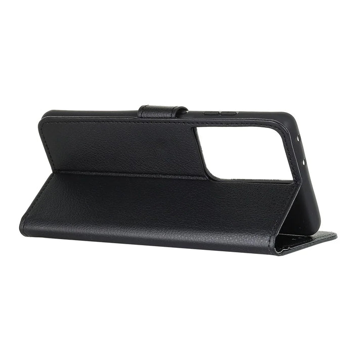 Litchi Texture Wallet Stand Leather Protective Case for Samsung Galaxy S21 Ultra 5G - Black - 4