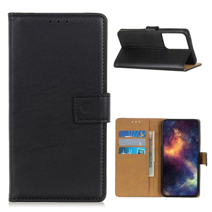 Magnetic Flip Cover Wallet Stand Leather Case for Samsung Galaxy S21 Ultra - Black - 1