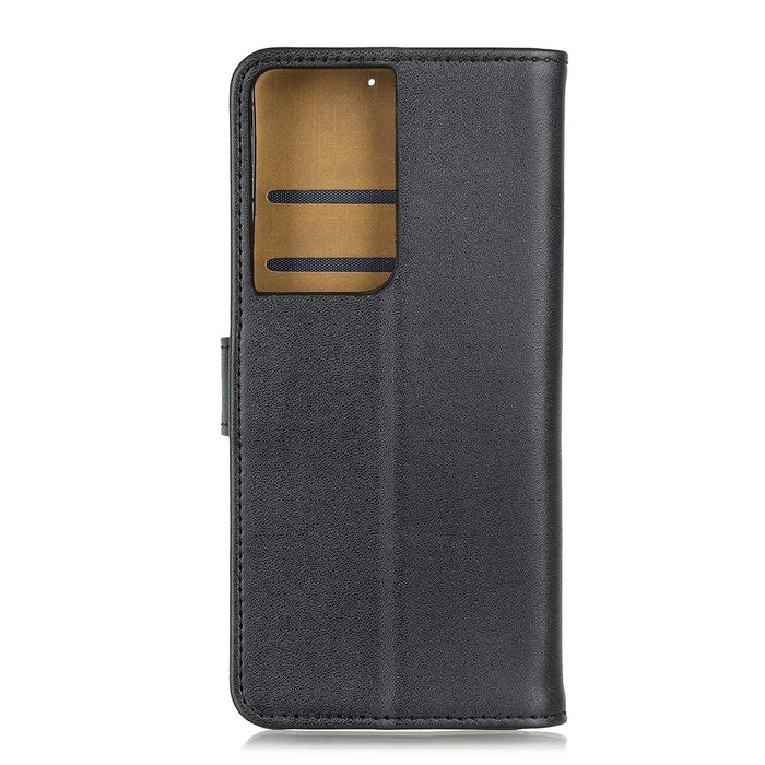 Magnetic Flip Cover Wallet Stand Leather Case for Samsung Galaxy S21 Ultra - Black - 3