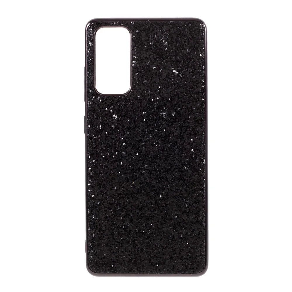 For Samsung Galaxy S20 FE 4G/5G/S20 Lite/S20 FE 2022 Glittering Sequins Design Plated TPU Frame + PC Hybrid Shell Case - Black - 1