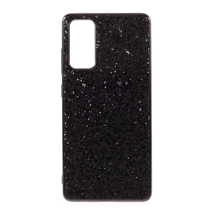 For Samsung Galaxy S20 FE 4G/5G/S20 Lite/S20 FE 2022 Glittering Sequins Design Plated TPU Frame + PC Hybrid Shell Case - Black - 1