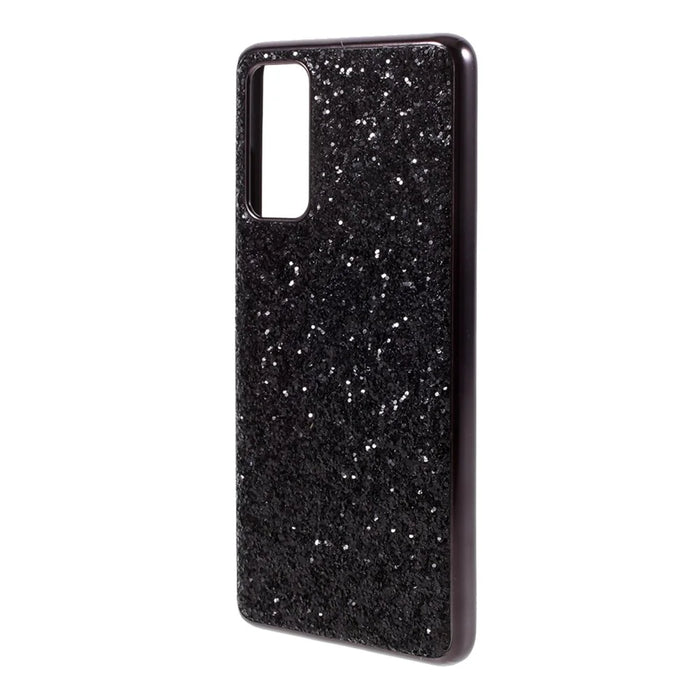 For Samsung Galaxy S20 FE 4G/5G/S20 Lite/S20 FE 2022 Glittering Sequins Design Plated TPU Frame + PC Hybrid Shell Case - Black - 2