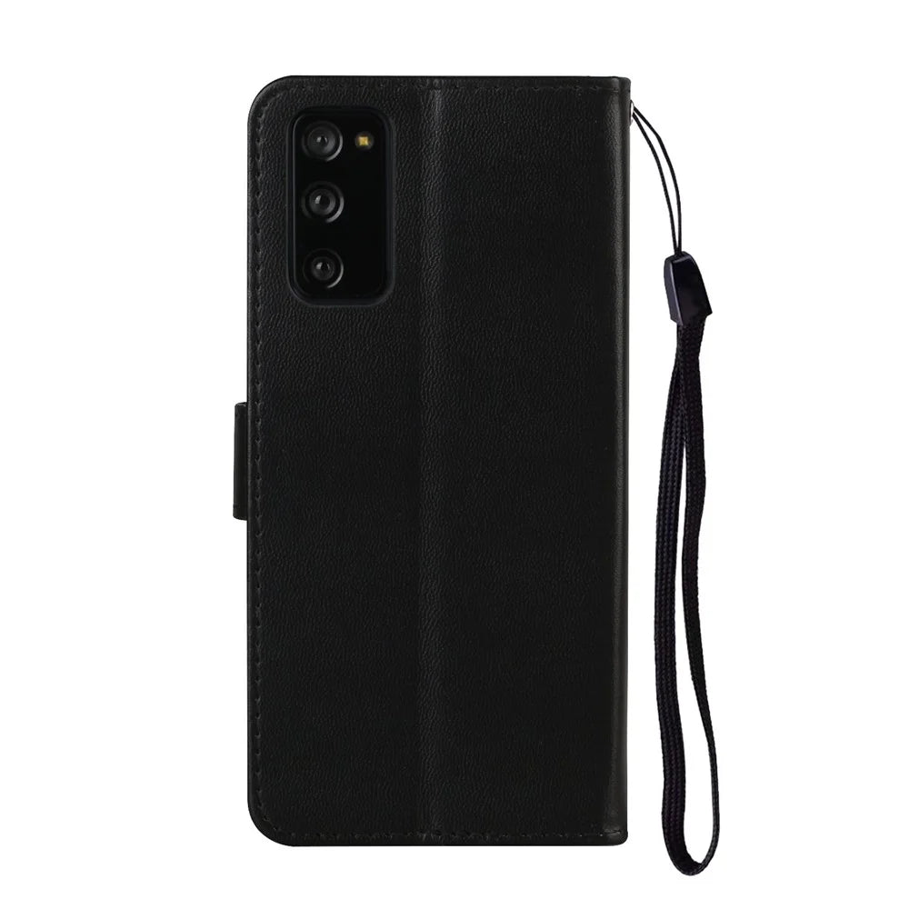 For Samsung Galaxy S20 FE 4G/5G/S20 Lite/S20 FE 2022 Solid Color Style with Card Slots Leather Shell - Black - 2