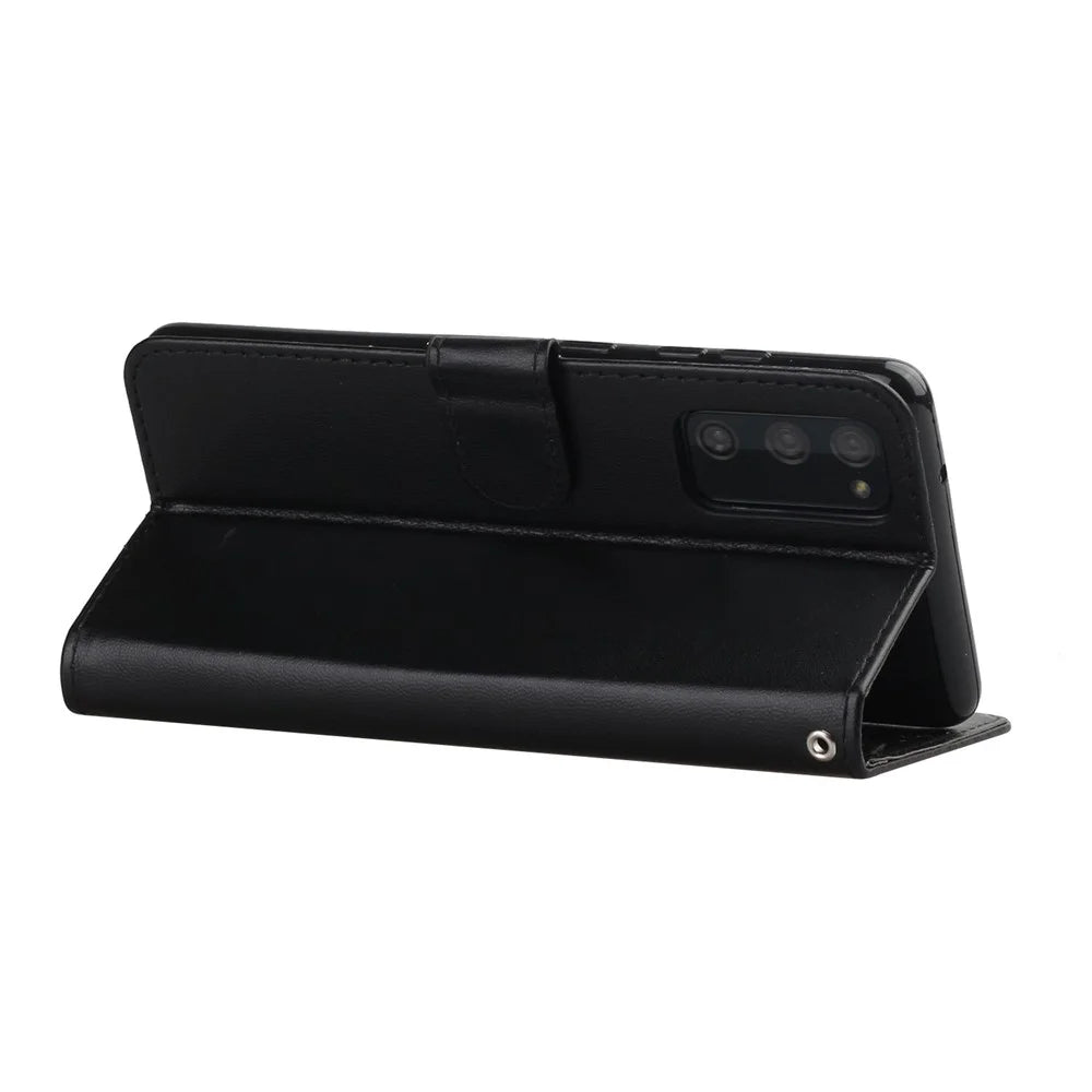 For Samsung Galaxy S20 FE 4G/5G/S20 Lite/S20 FE 2022 Solid Color Style with Card Slots Leather Shell - Black - 4