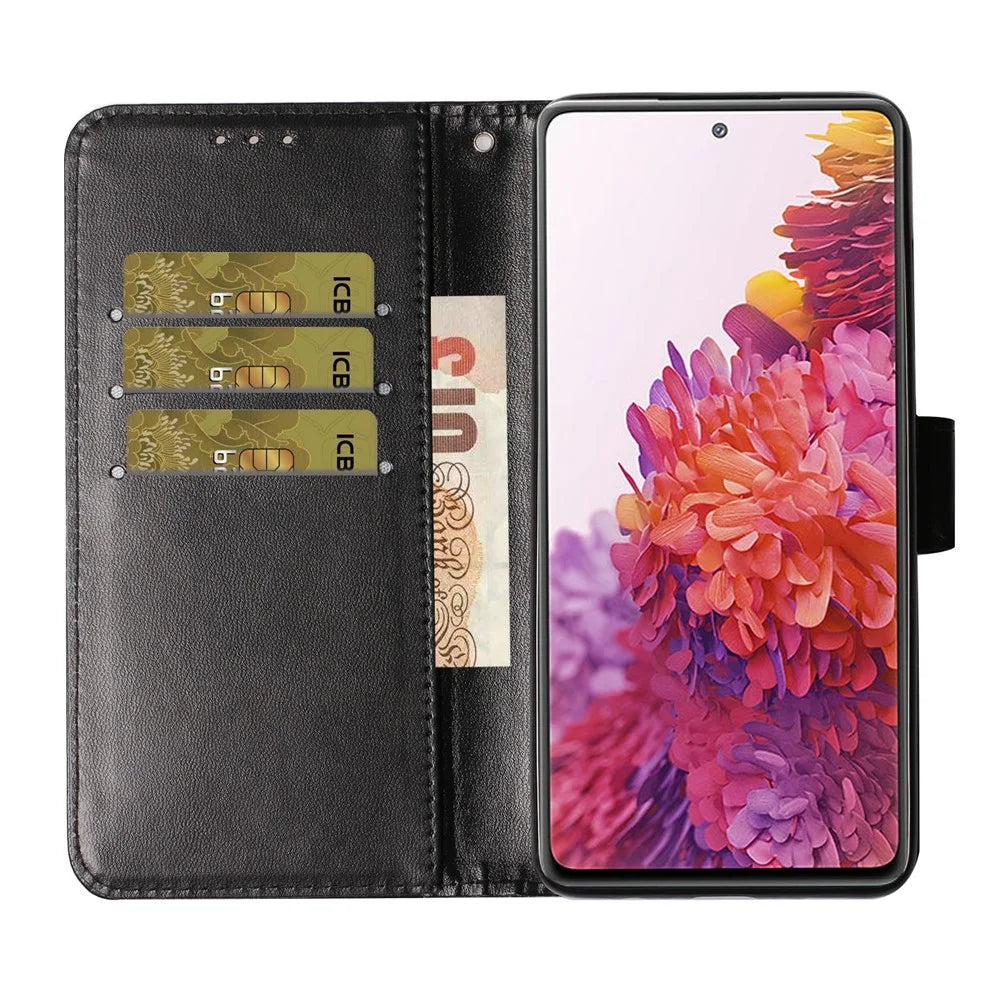 For Samsung Galaxy S20 FE 4G/5G/S20 Lite/S20 FE 2022 Solid Color Style with Card Slots Leather Shell - Black - 5