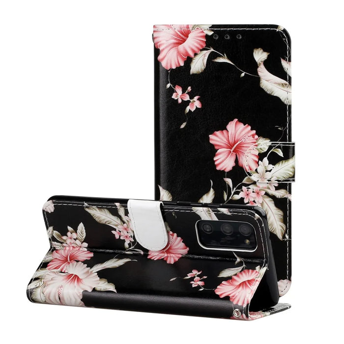 For Samsung Galaxy S20 FE 4G/5G/S20 Lite/S20 FE 2022 Pattern Printing Wallet Leather Protector Cover - Pink Flower - 2
