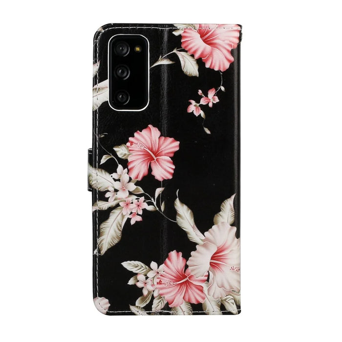For Samsung Galaxy S20 FE 4G/5G/S20 Lite/S20 FE 2022 Pattern Printing Wallet Leather Protector Cover - Pink Flower - 4