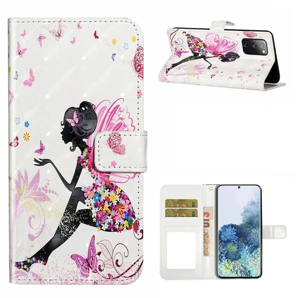 For Samsung Galaxy S20 FE 4G/5G/S20 Lite/S20 FE 2022 Light Spot Decor Pattern Printing Leather Case - Beauty Girl - 1