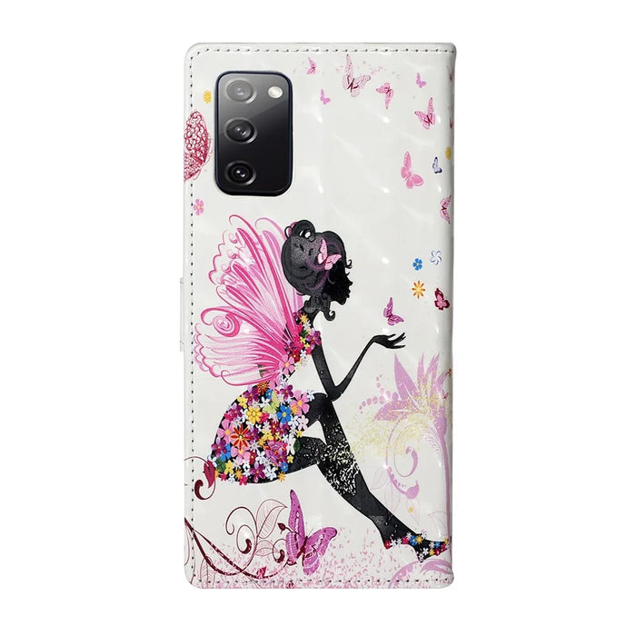 For Samsung Galaxy S20 FE 4G/5G/S20 Lite/S20 FE 2022 Light Spot Decor Pattern Printing Leather Case - Beauty Girl - 3