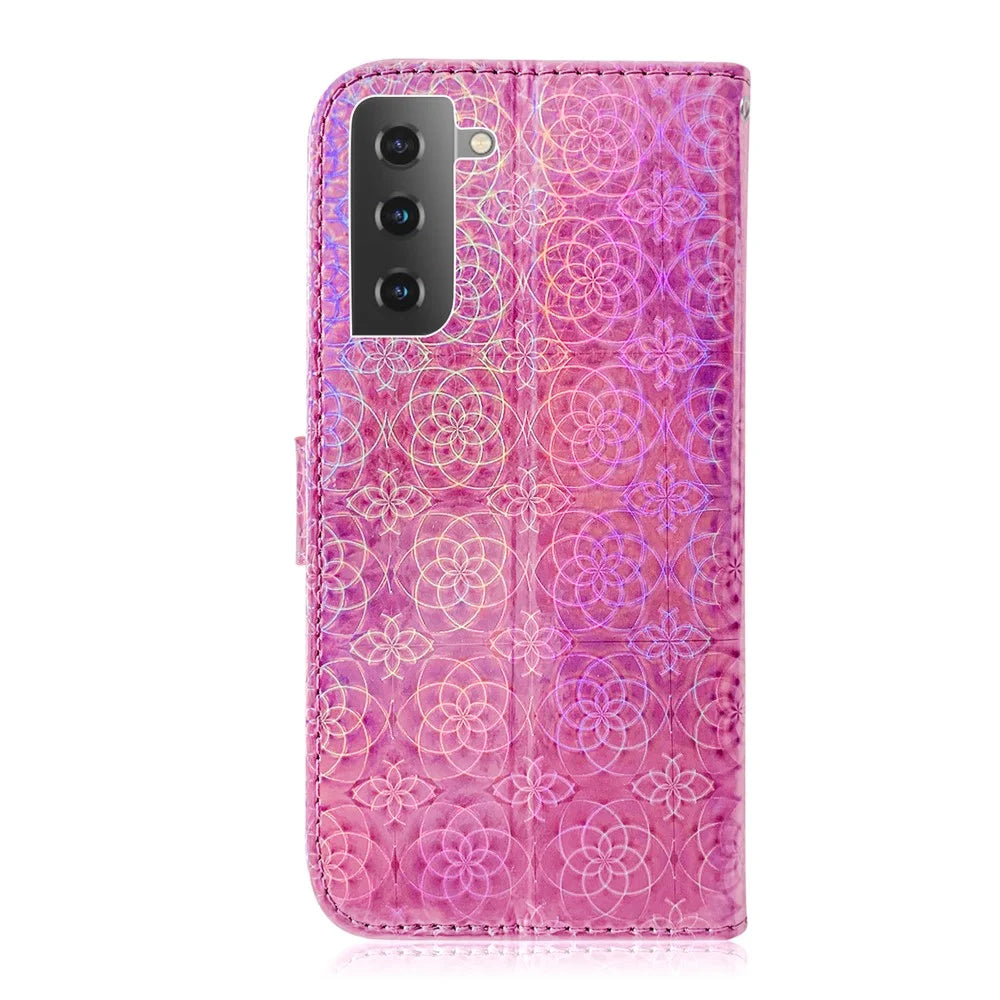 Flower Pattern Leather Stand Wallet Case for Samsung Galaxy S21 5G/S21 4G - Pink - 2