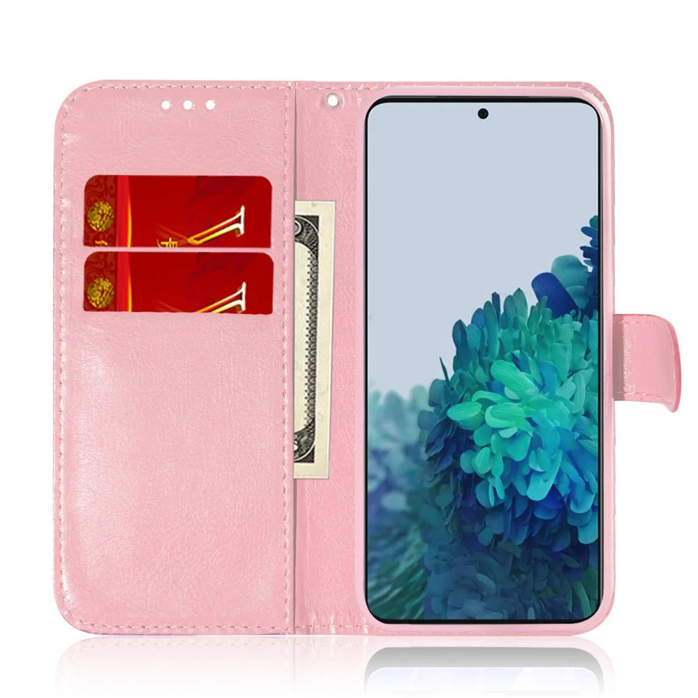 Flower Pattern Leather Stand Wallet Case for Samsung Galaxy S21 5G/S21 4G - Pink - 5