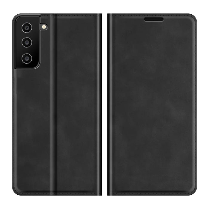 Auto-Absorbed Skin-Touch Folio Flip Leather Protector with Wallet for Samsung Galaxy S21 5G / S21 4G - Black - 1