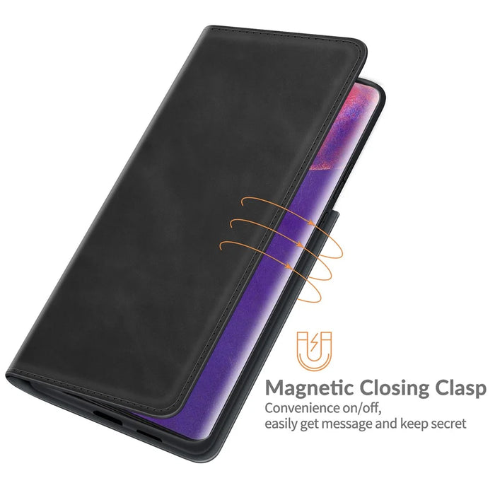 Auto-Absorbed Skin-Touch Folio Flip Leather Protector with Wallet for Samsung Galaxy S21 5G / S21 4G - Black - 5