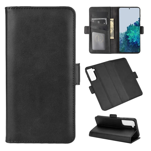 Double Magnetic Clasp Side Absorption Leather Stand Phone Protective Case for Samsung Galaxy S21 5G / S21 4G - Black - 1
