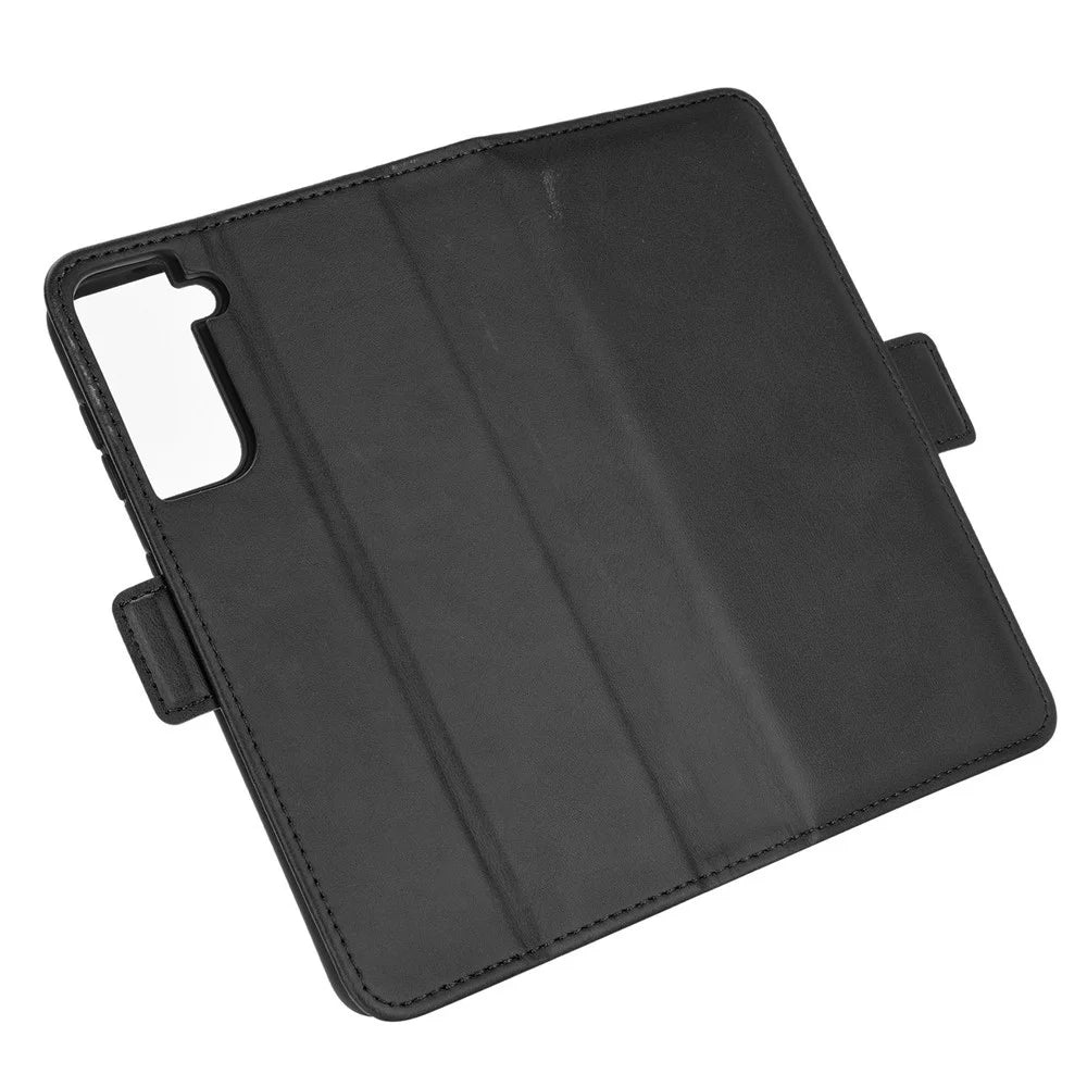 Double Magnetic Clasp Side Absorption Leather Stand Phone Protective Case for Samsung Galaxy S21 5G / S21 4G - Black - 6