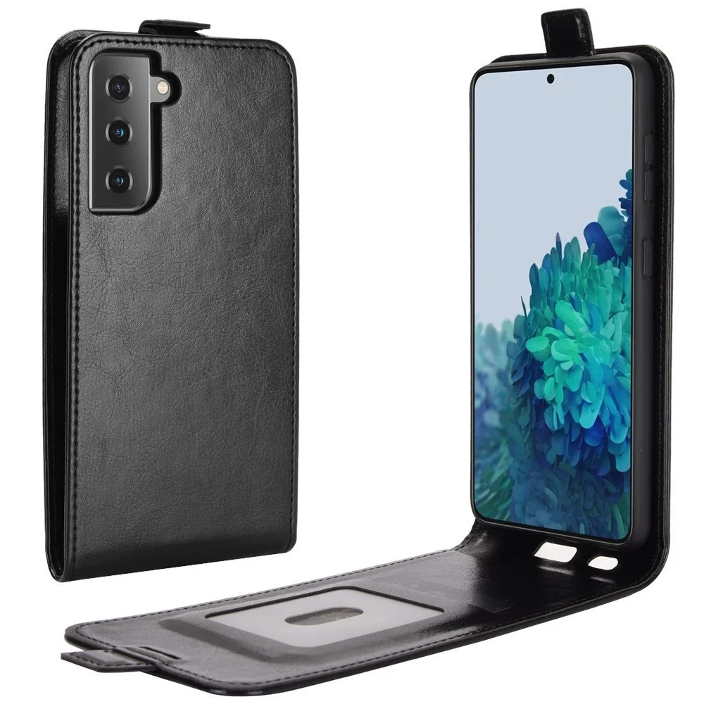 Vertical Flip Crazy Horse Texture Leather Case with Card Slot for Samsung Galaxy S21 5G/S21 4G - Black - 1