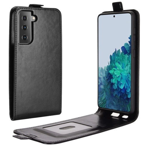 Vertical Flip Crazy Horse Texture Leather Case with Card Slot for Samsung Galaxy S21 5G/S21 4G - Black - 1