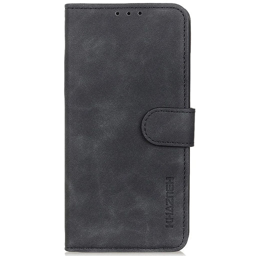 KHAZNEH Vintage Style Leather Case for Samsung Galaxy A12, Stand Feature Wallet Flip Fold Protective Cover - Black - 2