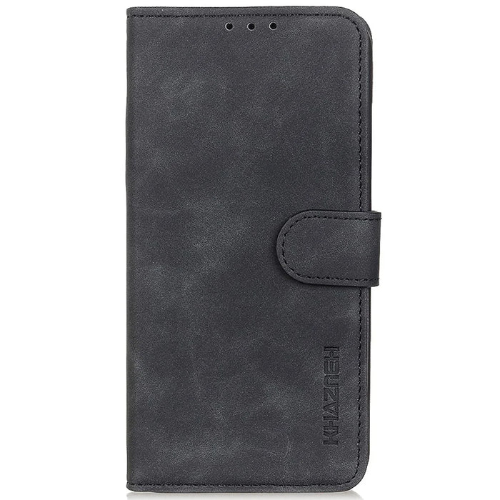 KHAZNEH Vintage Style Leather Case for Samsung Galaxy A12, Stand Feature Wallet Flip Fold Protective Cover - Black - 2