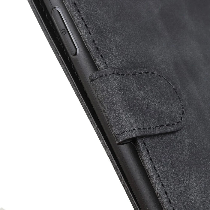 KHAZNEH Vintage Style Leather Case for Samsung Galaxy A12, Stand Feature Wallet Flip Fold Protective Cover - Black - 5