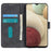 KHAZNEH Vintage Style Leather Case for Samsung Galaxy A12, Stand Feature Wallet Flip Fold Protective Cover - Black - 7