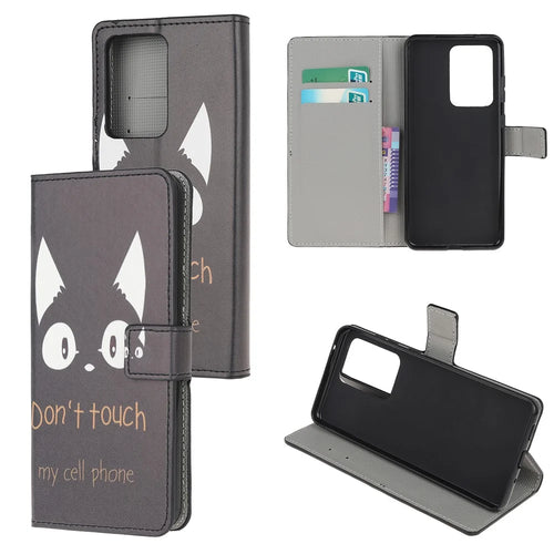 Wallet Stand Leather Pattern Printing Protective Case for Samsung Galaxy S30 Ultra/S21 Ultra - Black Cat - 1