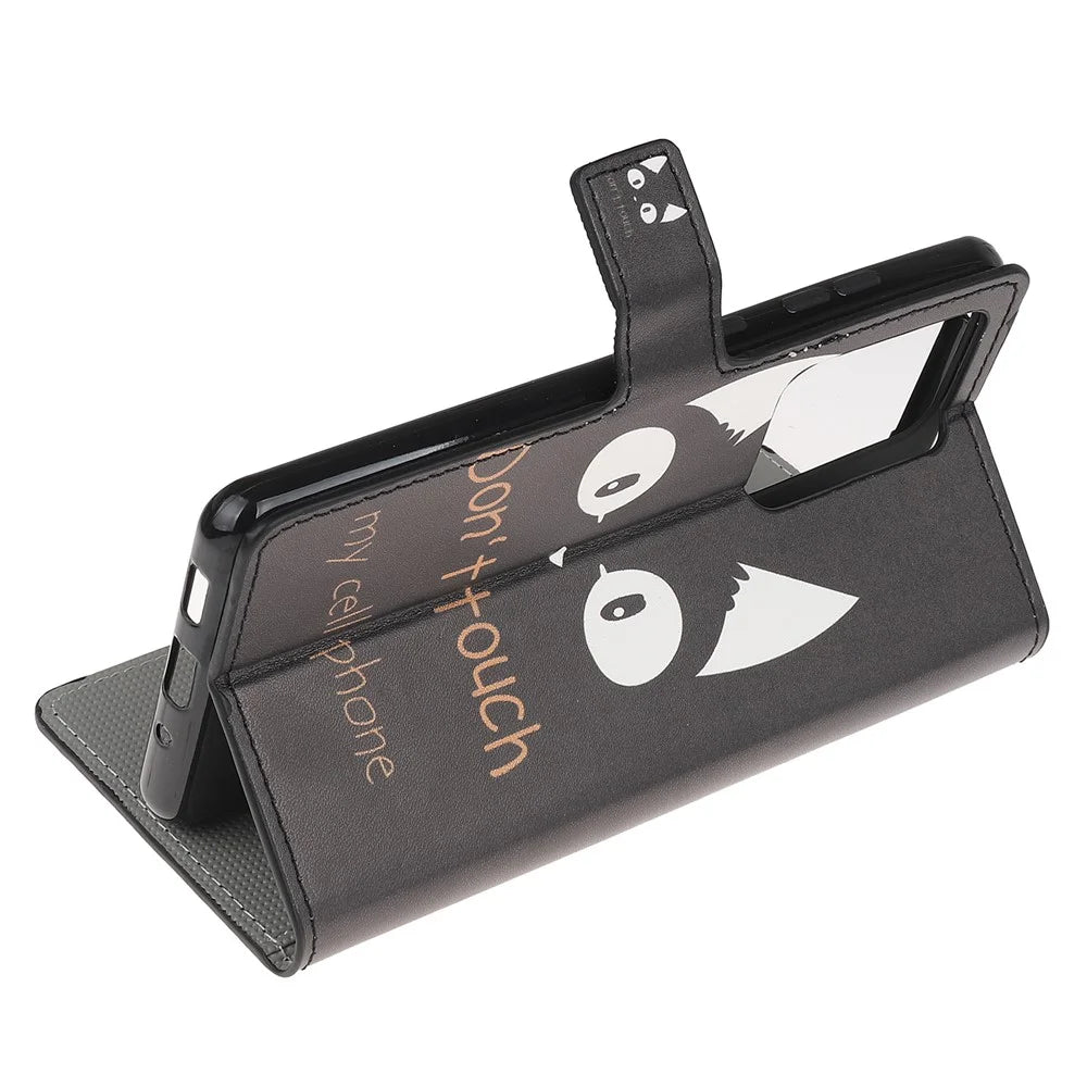 Wallet Stand Leather Pattern Printing Protective Case for Samsung Galaxy S30 Ultra/S21 Ultra - Black Cat - 4