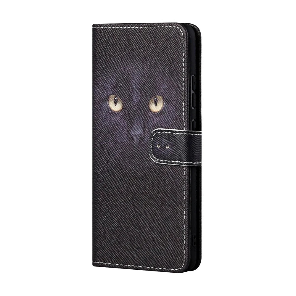 Pattern Printing for Samsung Galaxy S21 5G/S21 4G Cross Texture Leather Wallet Case - Cat Face - 3