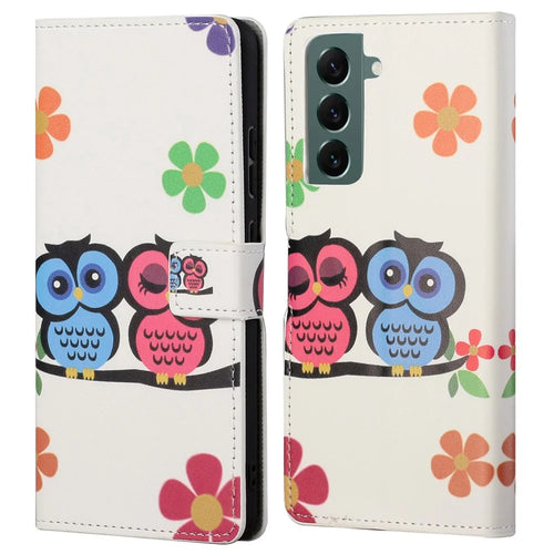 Wallet Stand Leather Pattern Printing Protective Case for Samsung Galaxy S21 5G/S21 4G Cell Phone Accessory - Owls - 1