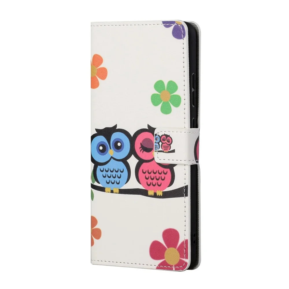 Wallet Stand Leather Pattern Printing Protective Case for Samsung Galaxy S21 5G/S21 4G Cell Phone Accessory - Owls - 2
