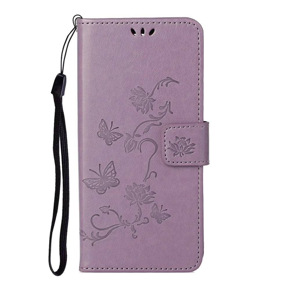 Imprint Butterfly Flowers Leather Wallet Stand Case for Samsung Galaxy S21+  - Purple - 2