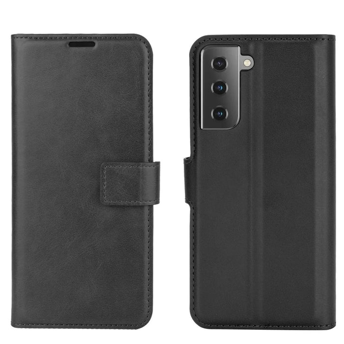 Magnetic Buckle Wallet Leather Phone Protective Shell for Samsung Galaxy S21 5G/S21 4G - Black - 5
