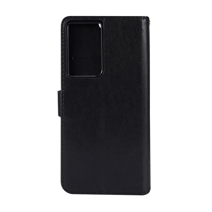 Butterfly Flower Imprinting Leather Case with Wrist Strap for Samsung Galaxy S21 Ultra 5G - Black - 2