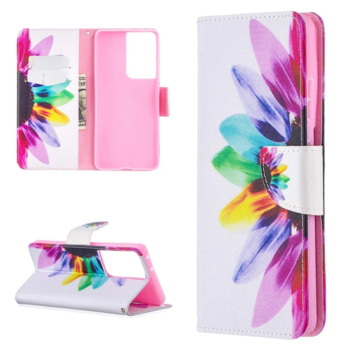 Hot Style Pattern Printing Stand Case Cover for Samsung Galaxy S21 Ultra 5G - Flower - 1