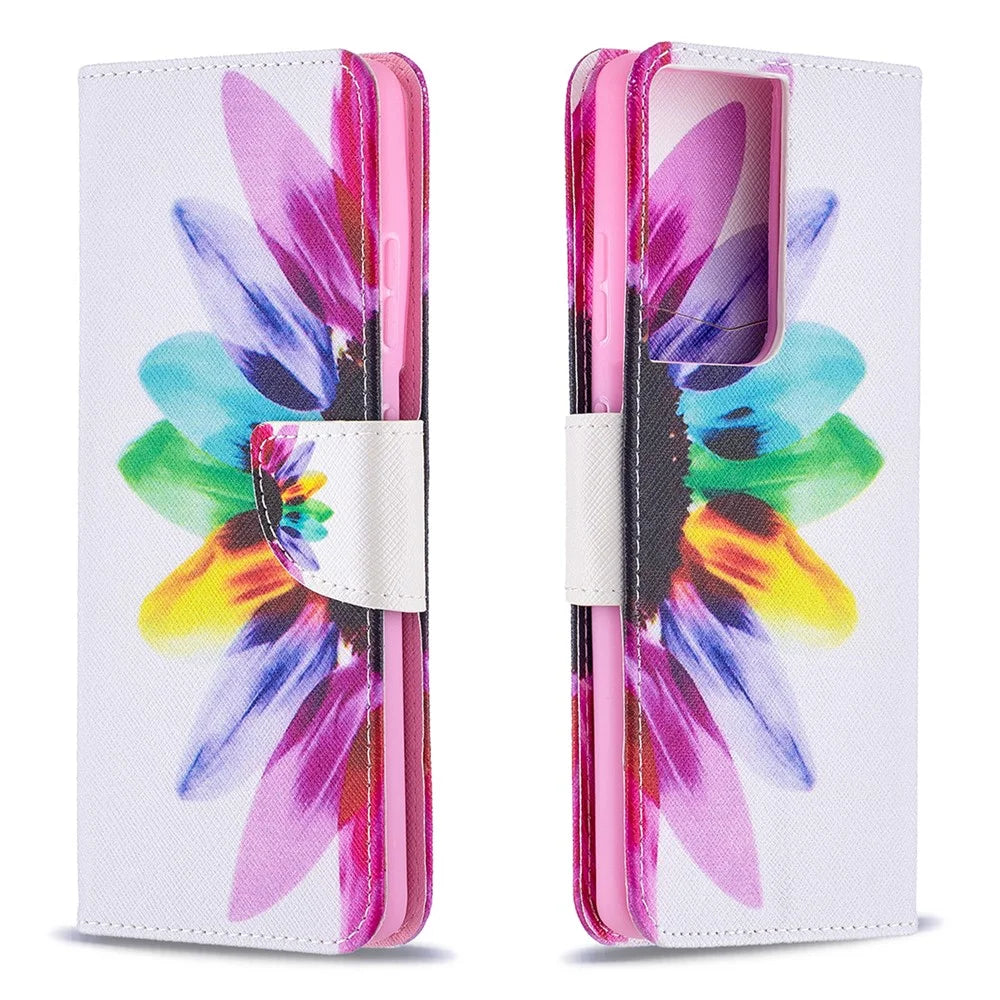 Hot Style Pattern Printing Stand Case Cover for Samsung Galaxy S21 Ultra 5G - Flower - 2