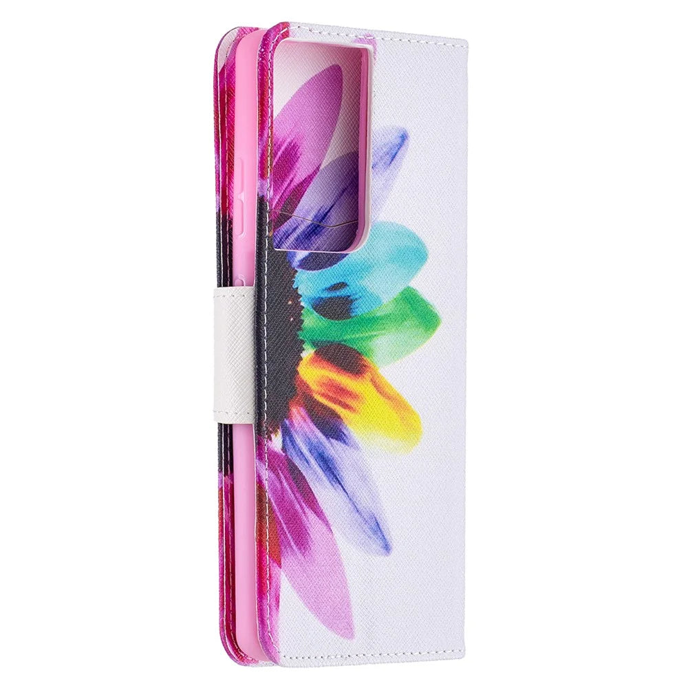 Hot Style Pattern Printing Stand Case Cover for Samsung Galaxy S21 Ultra 5G - Flower - 4