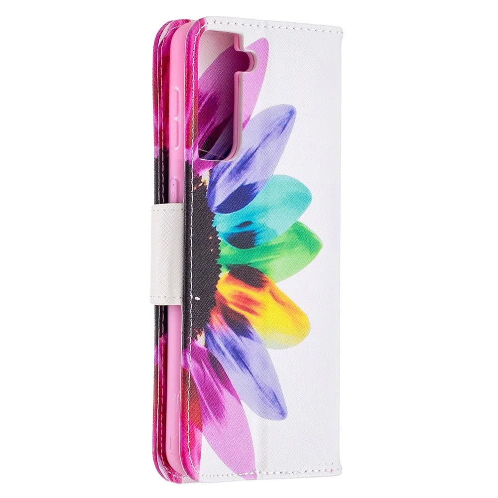 Hot Style Pattern Printing Stand Phone Case Cover for Samsung Galaxy S21+ 5G - Flower - 3